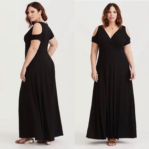 Torrid Black Jersey Cold Shoulder Maxi Dress size 1X